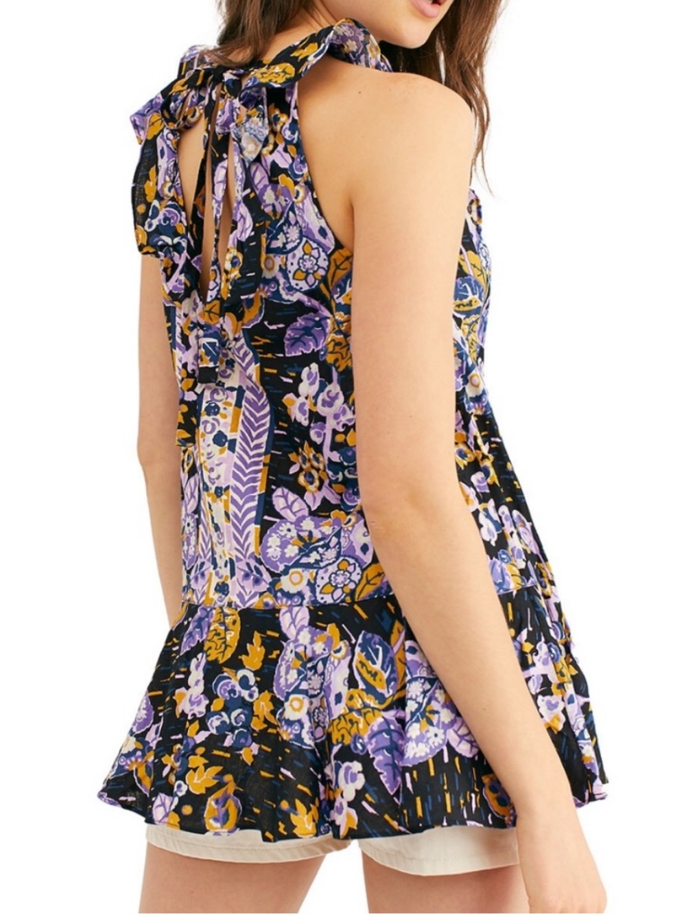 Free People Summer in Tulum Tunic Top Dark Combo Size Medium